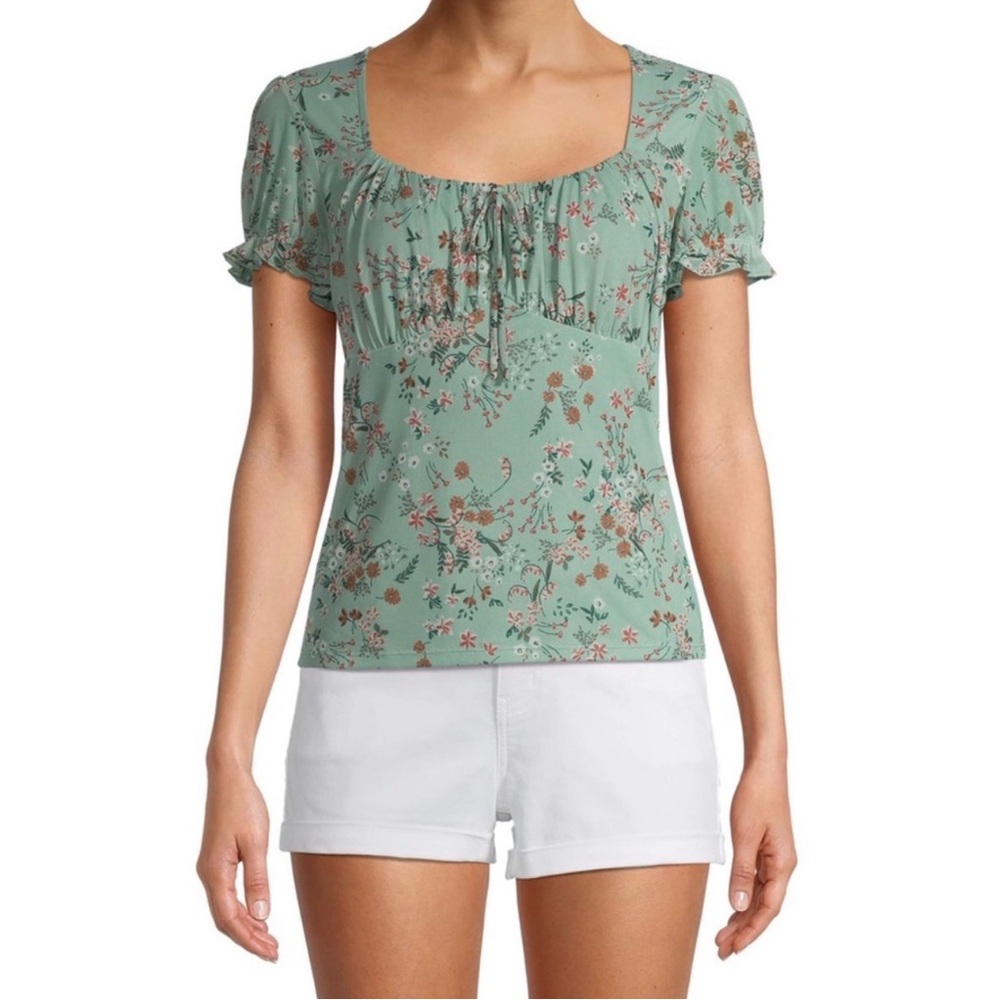 No Boundaries cottagecore,fairy,garden,y2K inspired,Floral Green Juniors Top